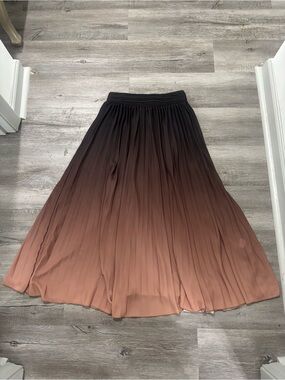WD.NY Brown to Black Ombre Pleated Maxi Skirt